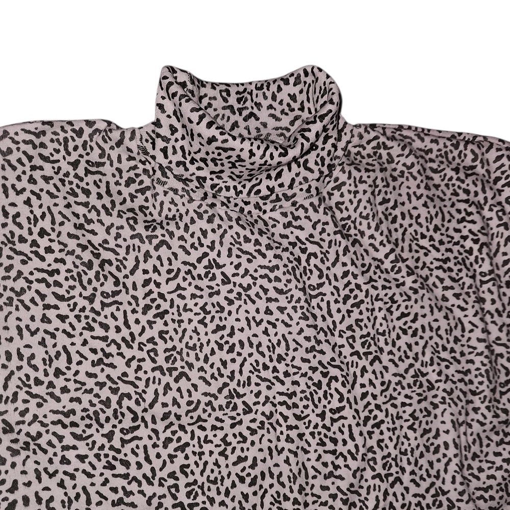 Leopard Print Turtleneck Top, Cream And Brown, Sz M